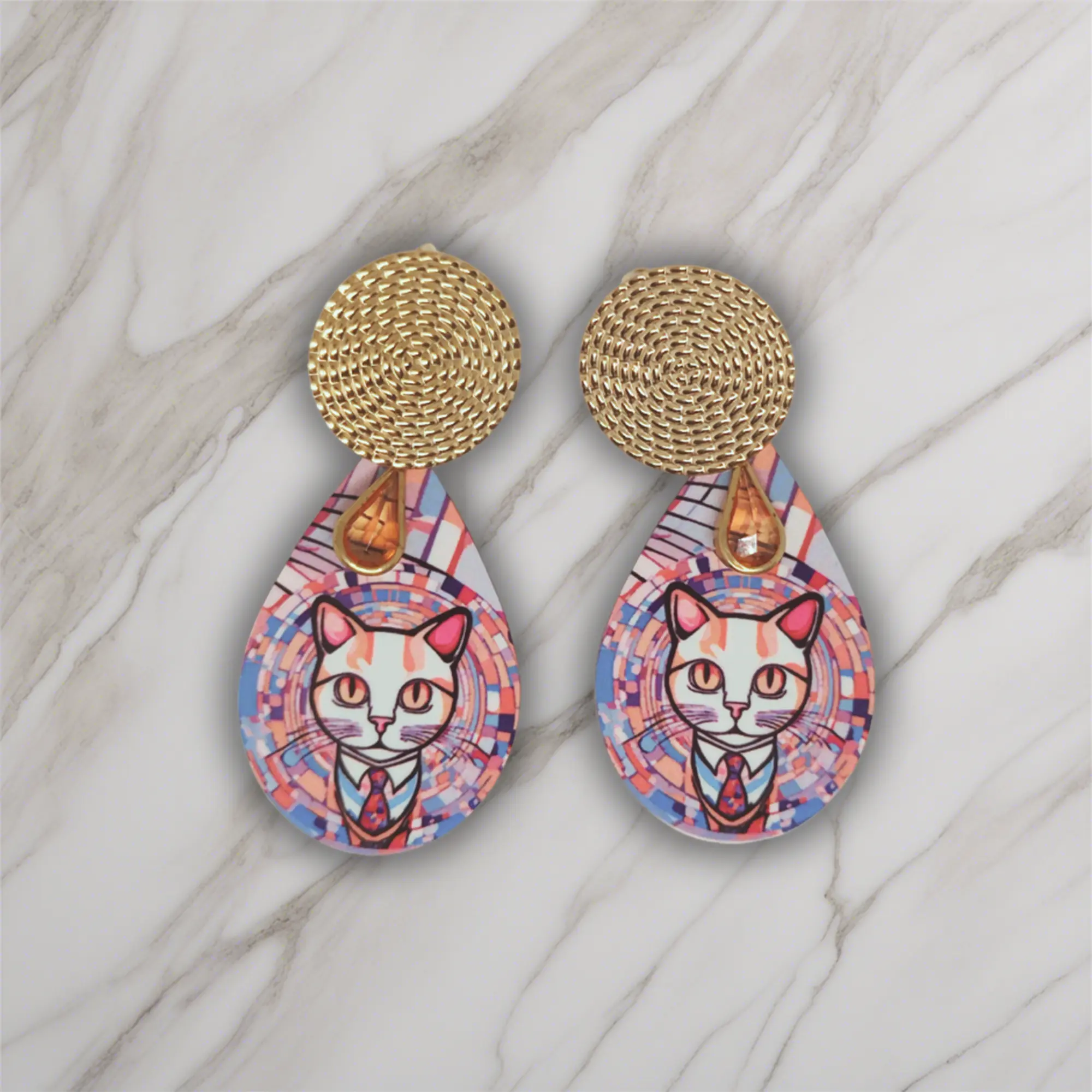 pendientes originales Gato Klimt 01-3