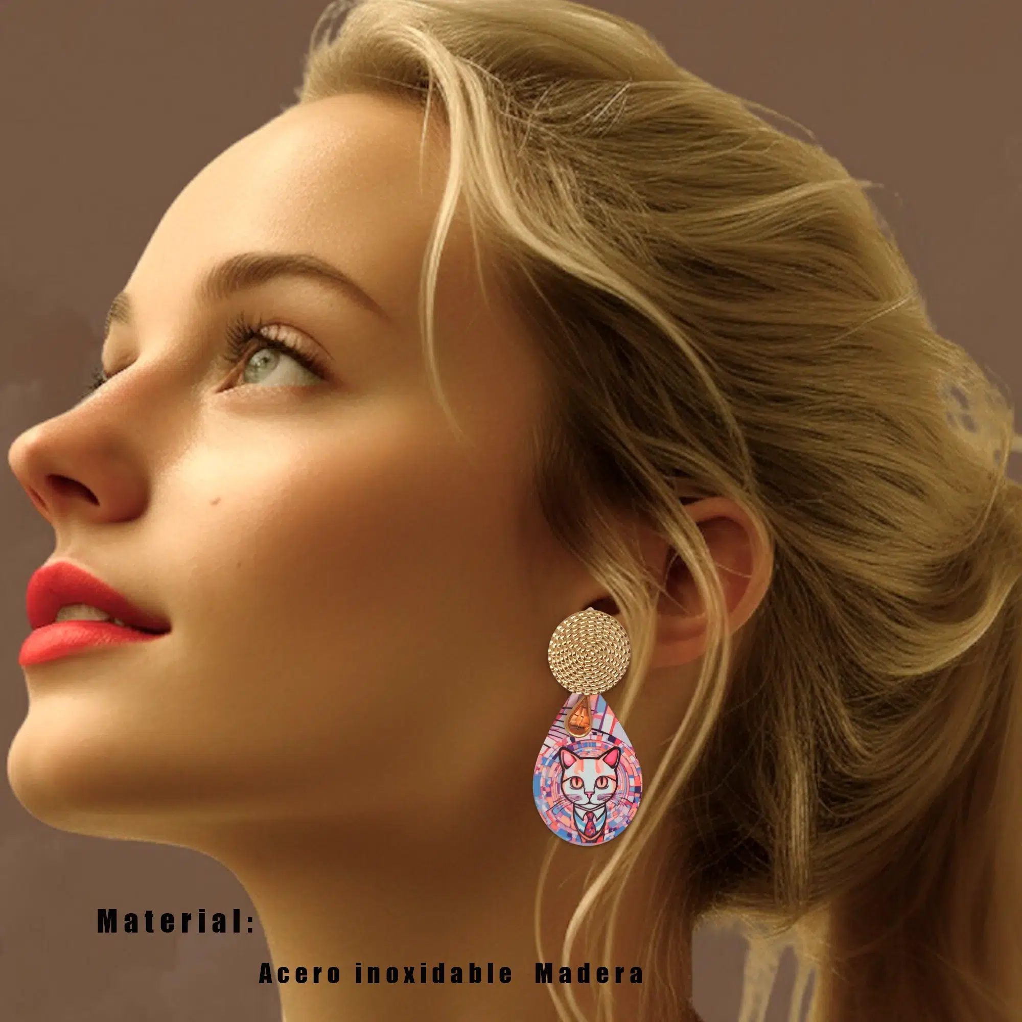 pendientes originales Gato Klimt 01-3