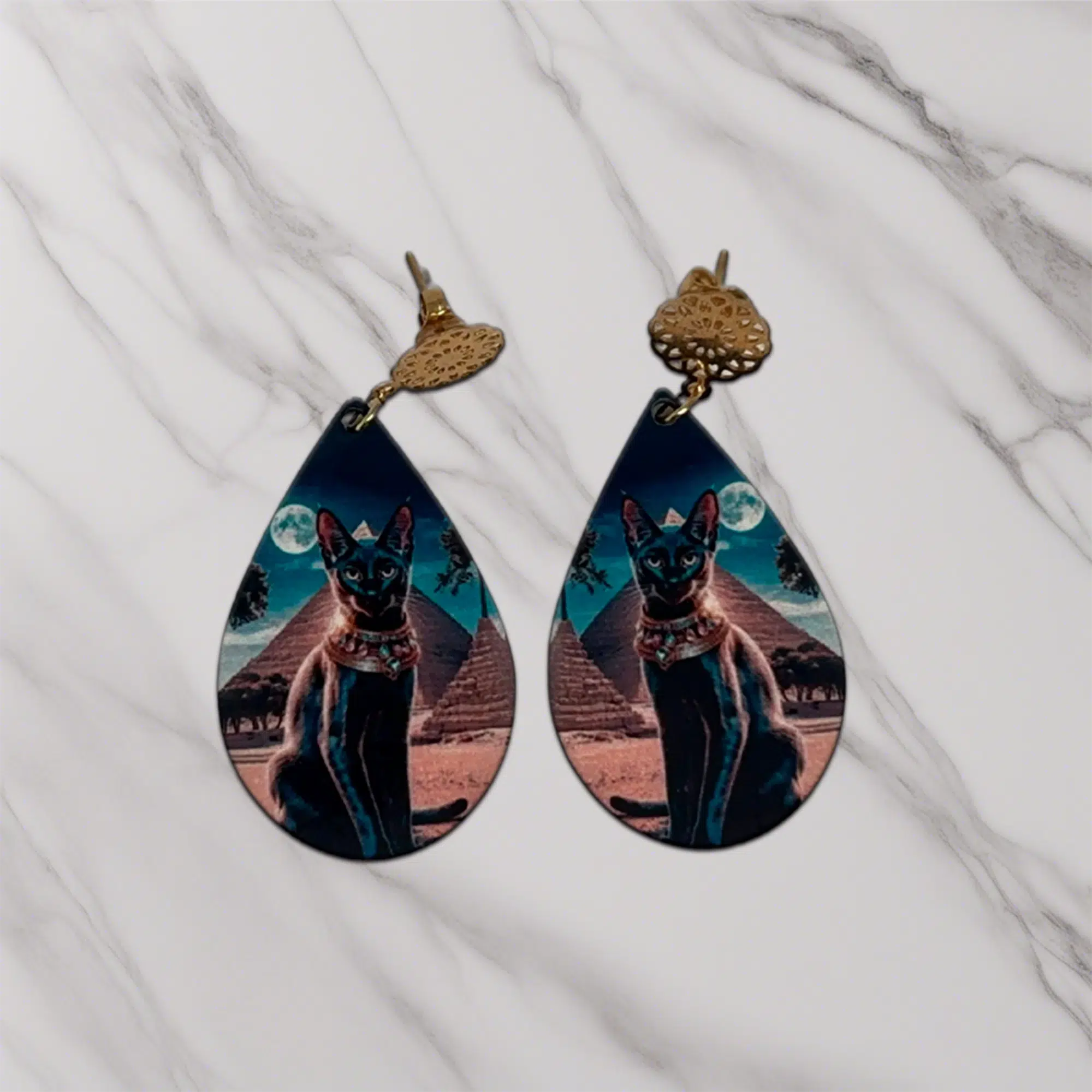 pendientes originales Egyptian cat