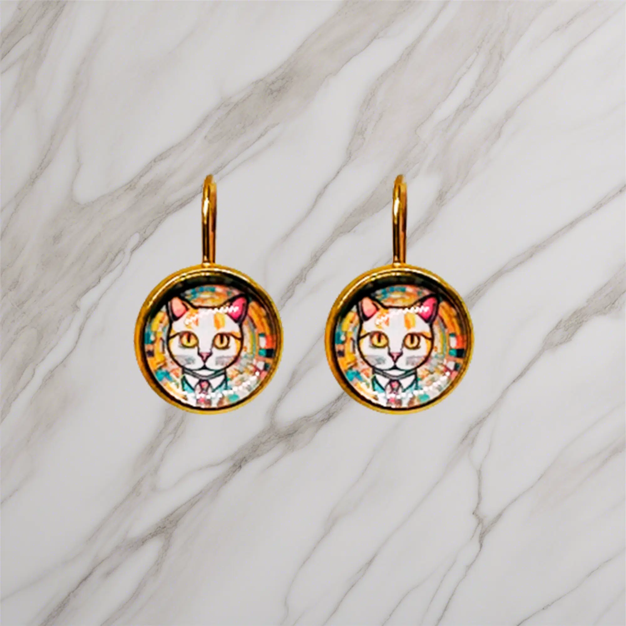 pendientes originales Gato Klimt r